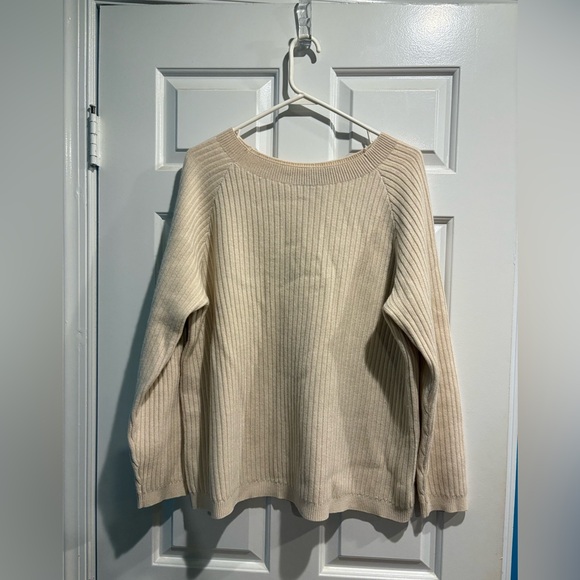 Theory cashmere wool ribbed sweater M ivory - Picture 1 of 5